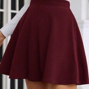 SHEIN Burgundy Skater Skirt